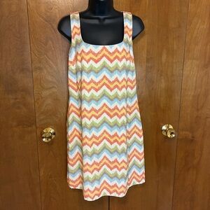 1. State Multi-Color Sleeveless Chevron Print Shift Dress